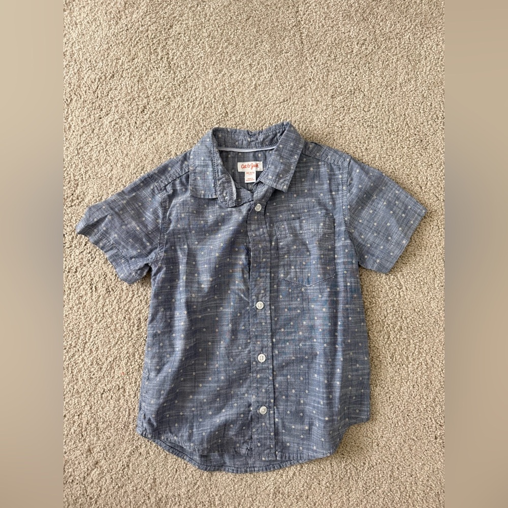 Cat & Jack Blue Polka Dot Kids Shirt